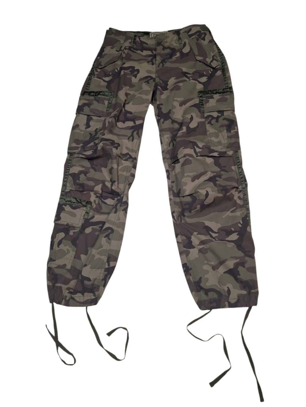 Vintage Y2K Abercrombie & Fitch Green Camo Cargo Utility Pants Women Size 27 - Picture 3 of 16